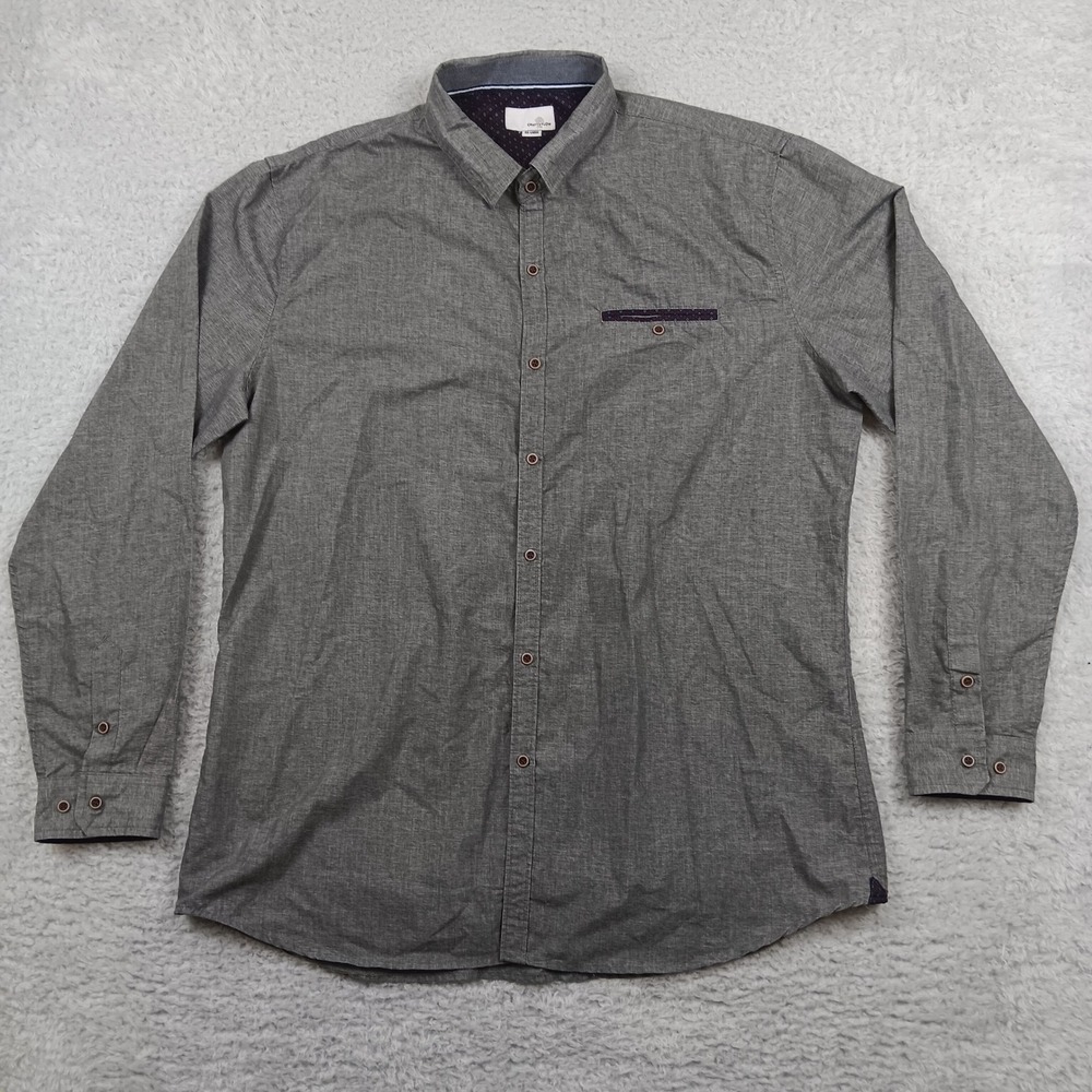 Craft + Flow Button Down Visitor Cross Dye Men XX-Large Charcoal VST01LS